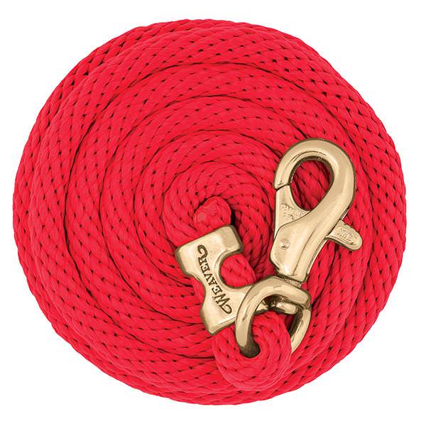 Poly Lead Rope with Brass Plated Bull Trigger Snap, Red