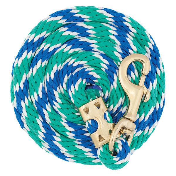 Value Lead Rope with Brass Plated 225 Snap, Blue/White/Green