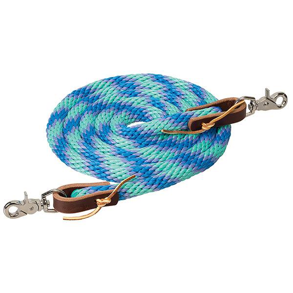 Poly Roper Reins, 5/8" x 8, Mint/Lavender/French Blue