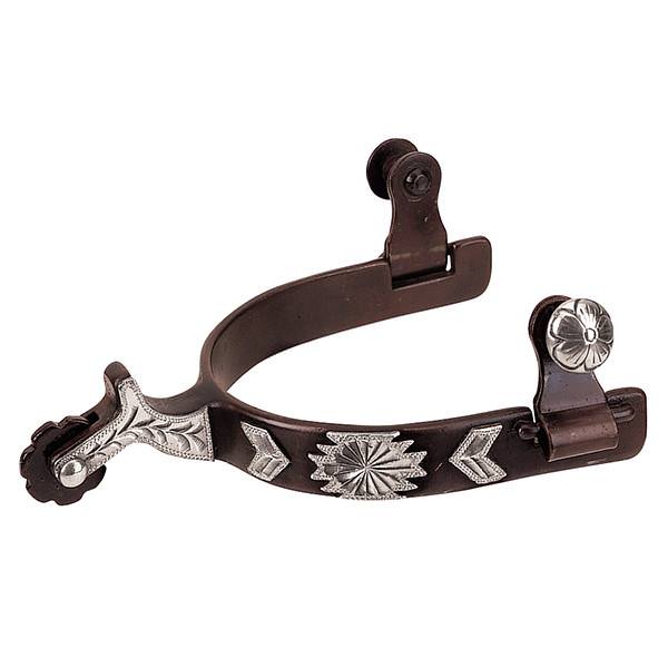 Mens Chap Guard Spurs with Engraved German Silver Trim
