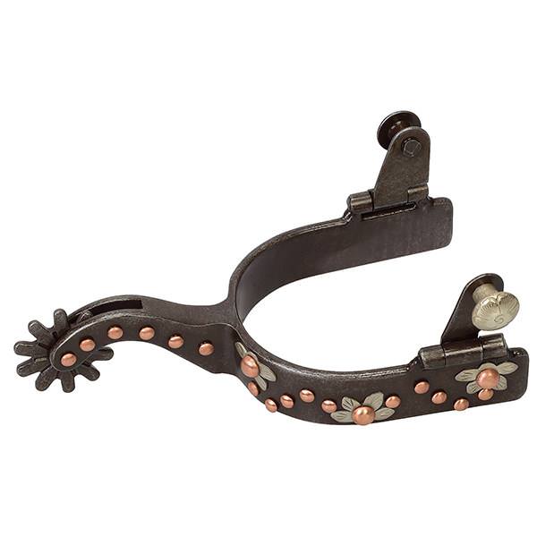 Ladies Spur with German Silver Floral Trim and Copper Dots