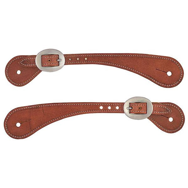 Mens Shaped Harness Leather Spur Straps, Russet