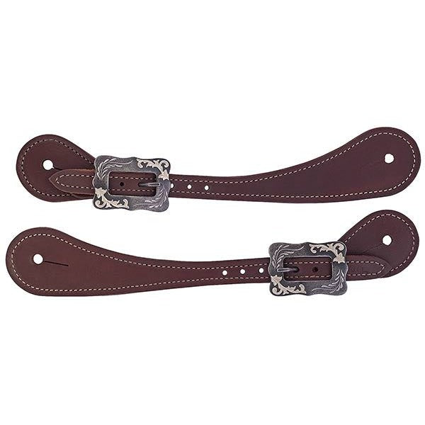 Mens Shaped Oiled Harness Leather Spur Straps