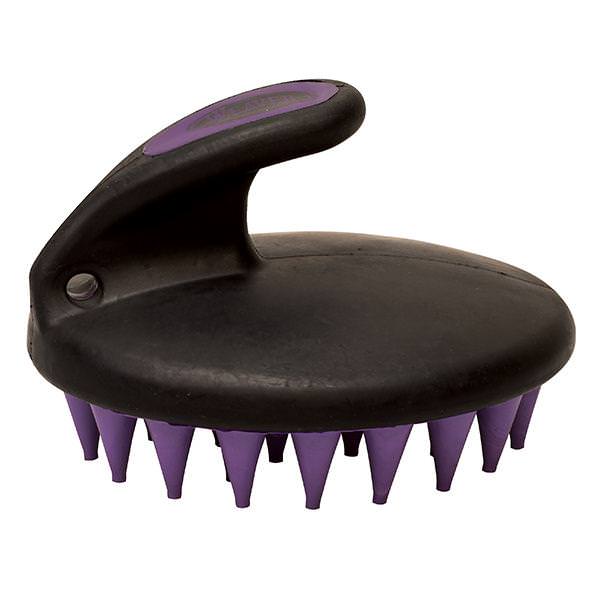 Palm-Held Coarse Curry with Large, Pointed Rubber Bristles, Purple/Black