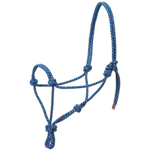 Diamond Braid Rope Halter, Blue/Orange/Lime