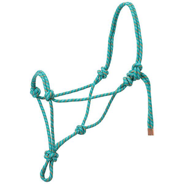 Diamond Braid Rope Halter, Teal/Gray/Orange
