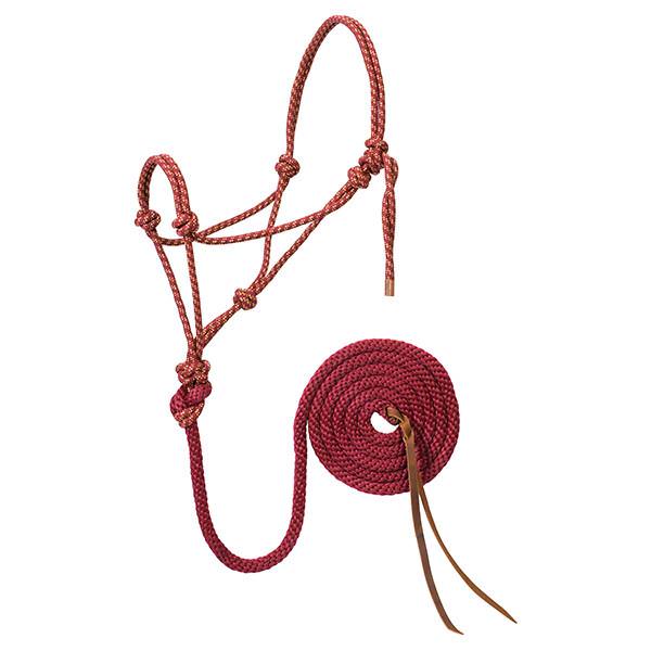 Diamond Braid Rope Halter and Lead, Sangria/Gold