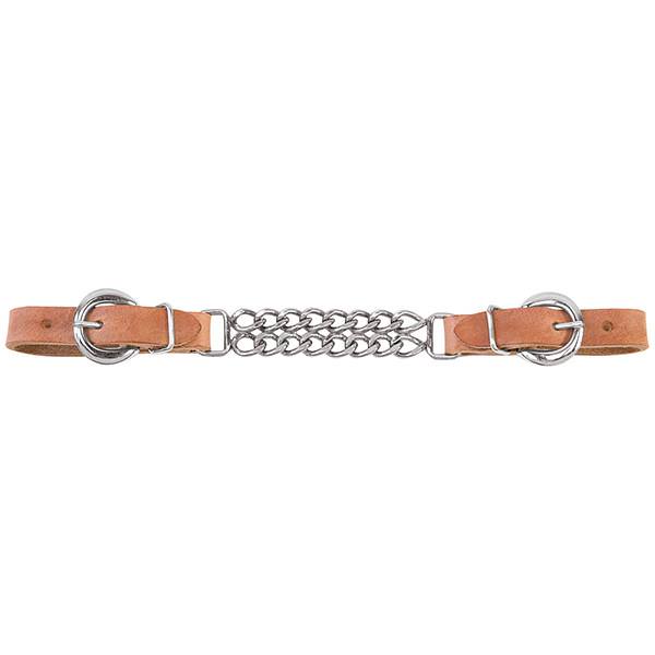 Harness Leather 4-1/4" Double Flat Link Chain Curb Strap