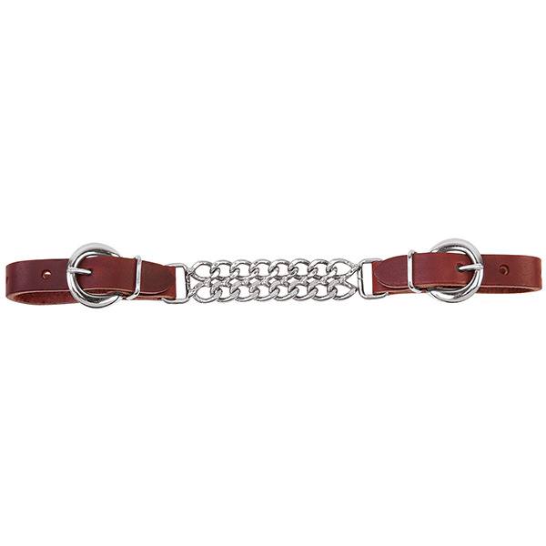Latigo Leather 4-1/4" Double Flat Link Chain Curb Strap