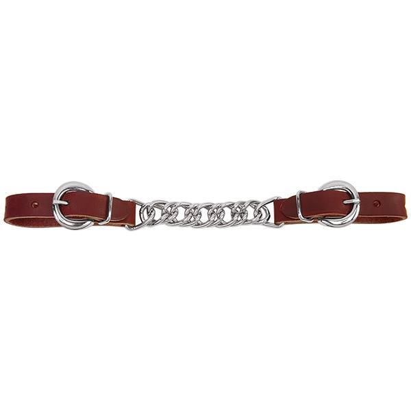 Latigo Leather 4-1/2" Double Flat Link Chain Curb Strap