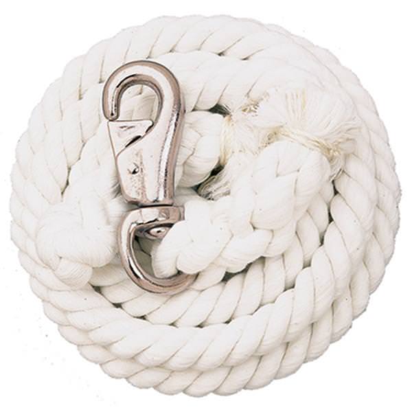 White Cotton Lead Rope with Nickel Plated Bull Snap