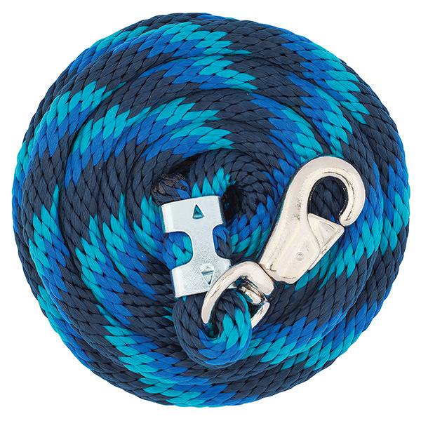 Poly Lead Rope with Nickel Plated Bull Snap, Navy/Blue/Turquoise