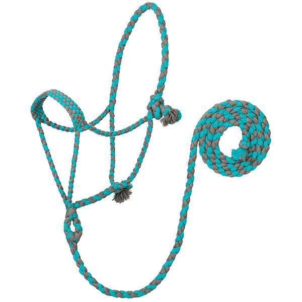 EcoLuxe<sup>&trade;</sup> Braided Rope Halter with 8 Lead, Turq/Charcoal, Average Horse