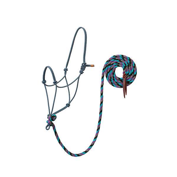 EcoLuxe<sup>&trade;</sup> Rope Halter with 10 Lead, Black/Turquoise/Purple/ Charcoal, Average Horse