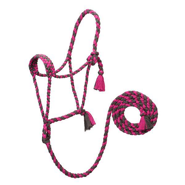 EcoLuxe<sup>&trade;</sup> Braided Rope Halter with 8 Lead, Raspberry/Charcoal