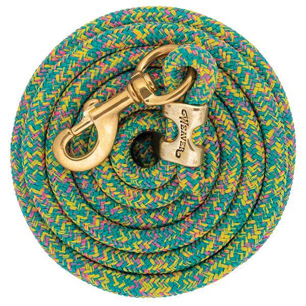 Poly Lead Rope with Solid Brass 225 Snap, Turq/PK/YLW