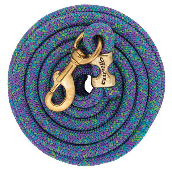 Poly Lead Rope with Solid Brass 225 Snap, PU/BL/Lime