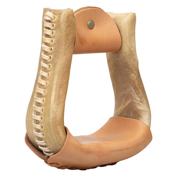Nat. Rawhide Covered Stirrup, Bell, 3" Neck, 3" Tread, Natural
