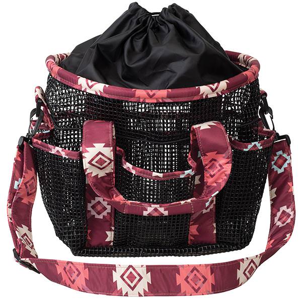 Mesh Grooming Bag, Plaid Aztec/Black