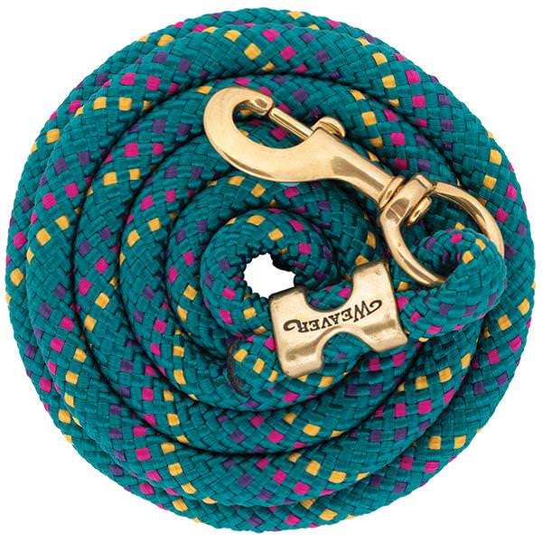 Poly Lead Rope with SB 225 Snap, Teal Green/Mustard/ Purple/Raspberry