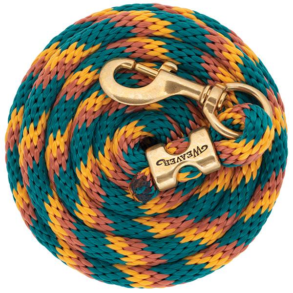 Poly Lead Rope with SB 225 Snap, Teal Green/Mustard/ Cinnamon