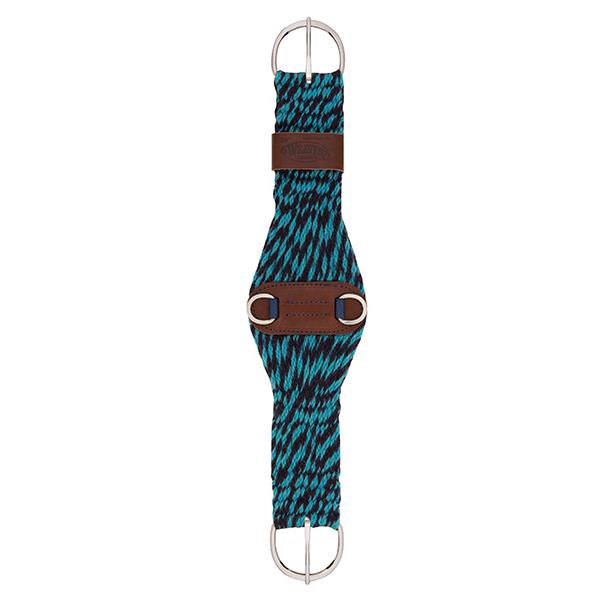 100% Mohair 27-Strand Roper Cinch, 28", Navy/Turquoise