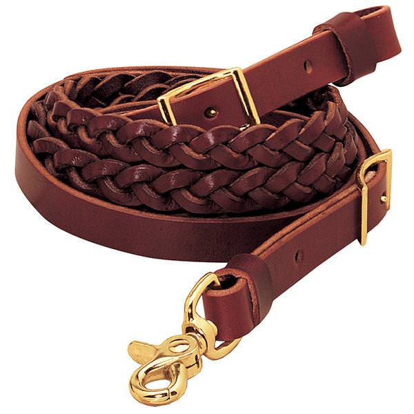 Latigo Leather 3-Plait Roper Rein, 5/8" x 7