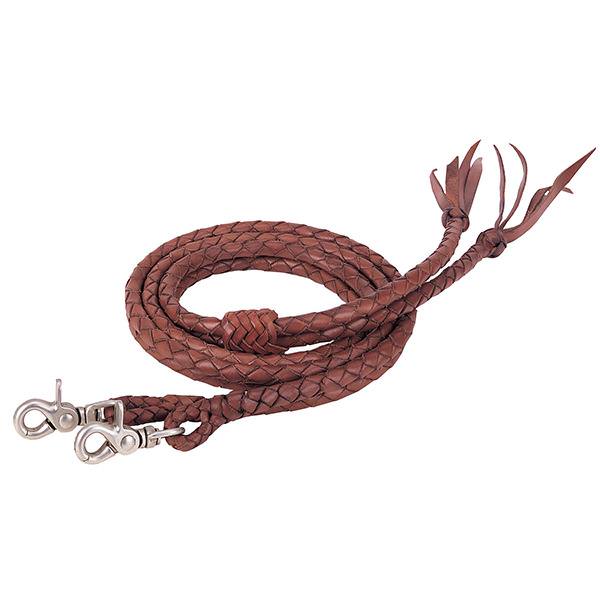 Round Braided Latigo Split Reins, 1/2" x 7