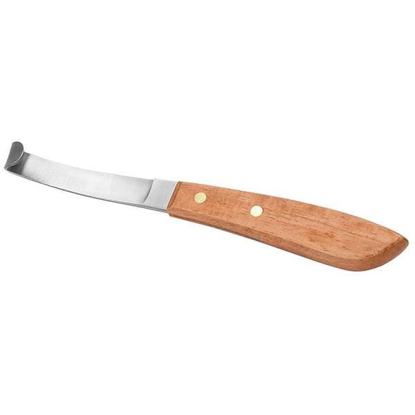 Left-Handed Hoof Knife with Wooden Handle
