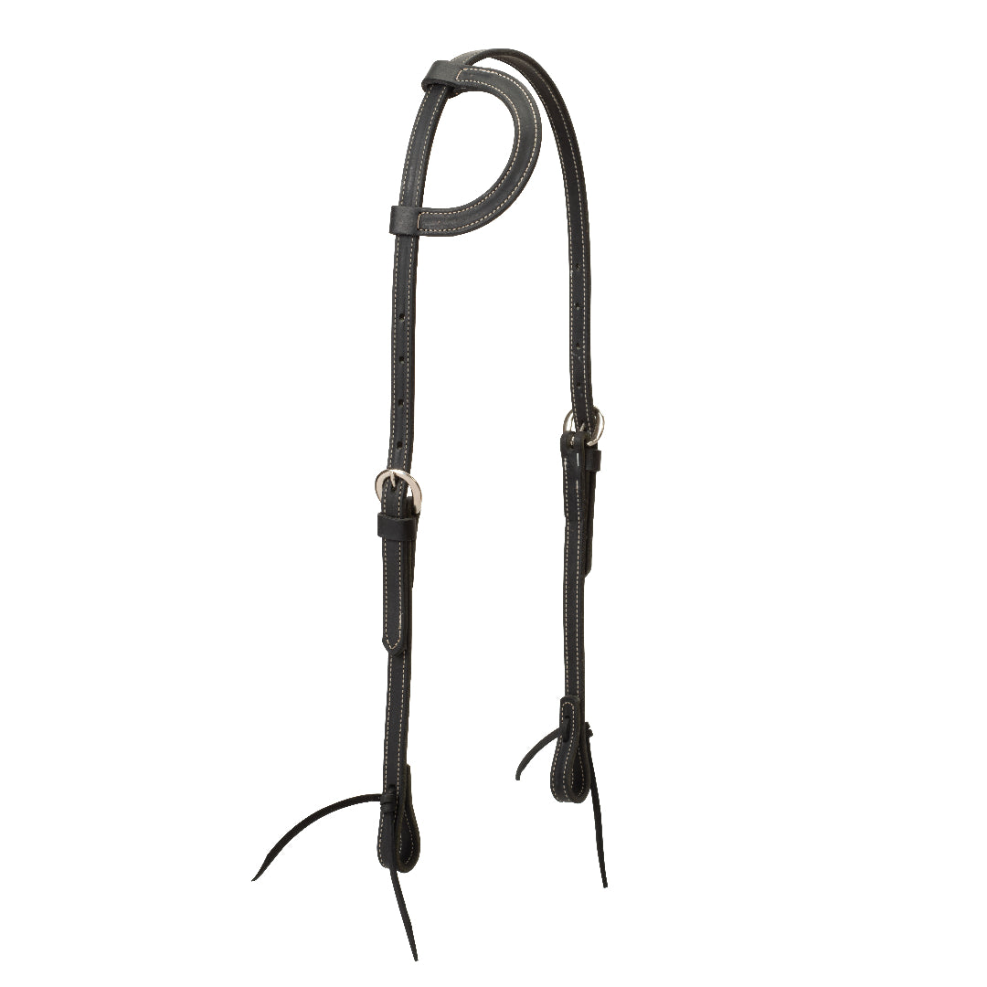 Black Leather Flat Sliding Ear Headstall